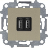 Механизмы ABB Zenit Шампань Механизм USB зарядного устройства 2х750 мА / 1х1500 мА Zenit (шампань)