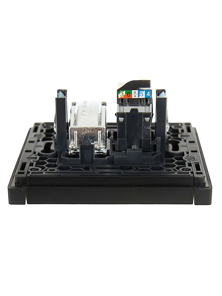 IEK FORTE&PIANO Черный Розетка IEK FORTE&PIANO Черный двойная TV+RJ45 кат.5E FP136