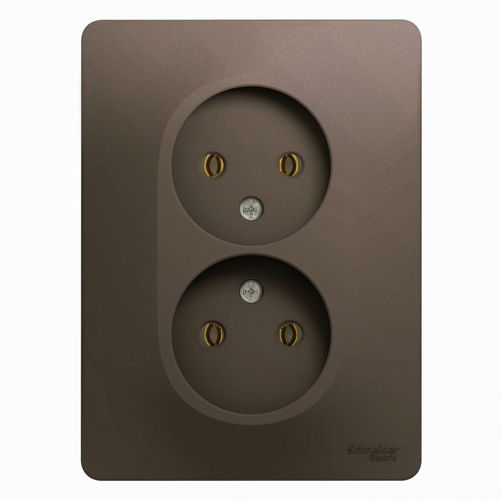 Glossa Шоколад Розетка Systeme Electric Glossa Шоколад двойная без заземления,16А, в сборе GSL000820