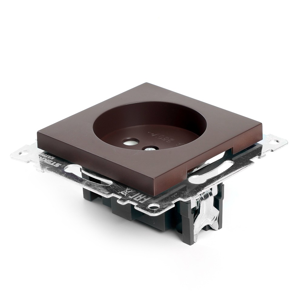 Катрин - Розетки и выключатели Stekker Розетка 1-местная б/з STEKKER GLS10-7109-04 250V 10А с защ. шторкой Катрин шоколад 49025