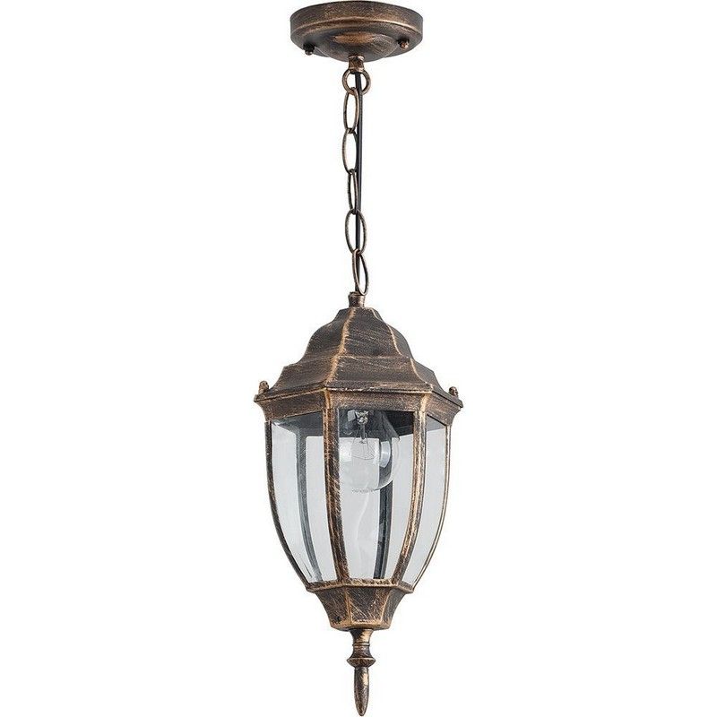 Уличные светильники на цепочке Светильник садово-парковый Feron PL6005 шестигранный на цепочке 60W E27 230V черное золото 11895