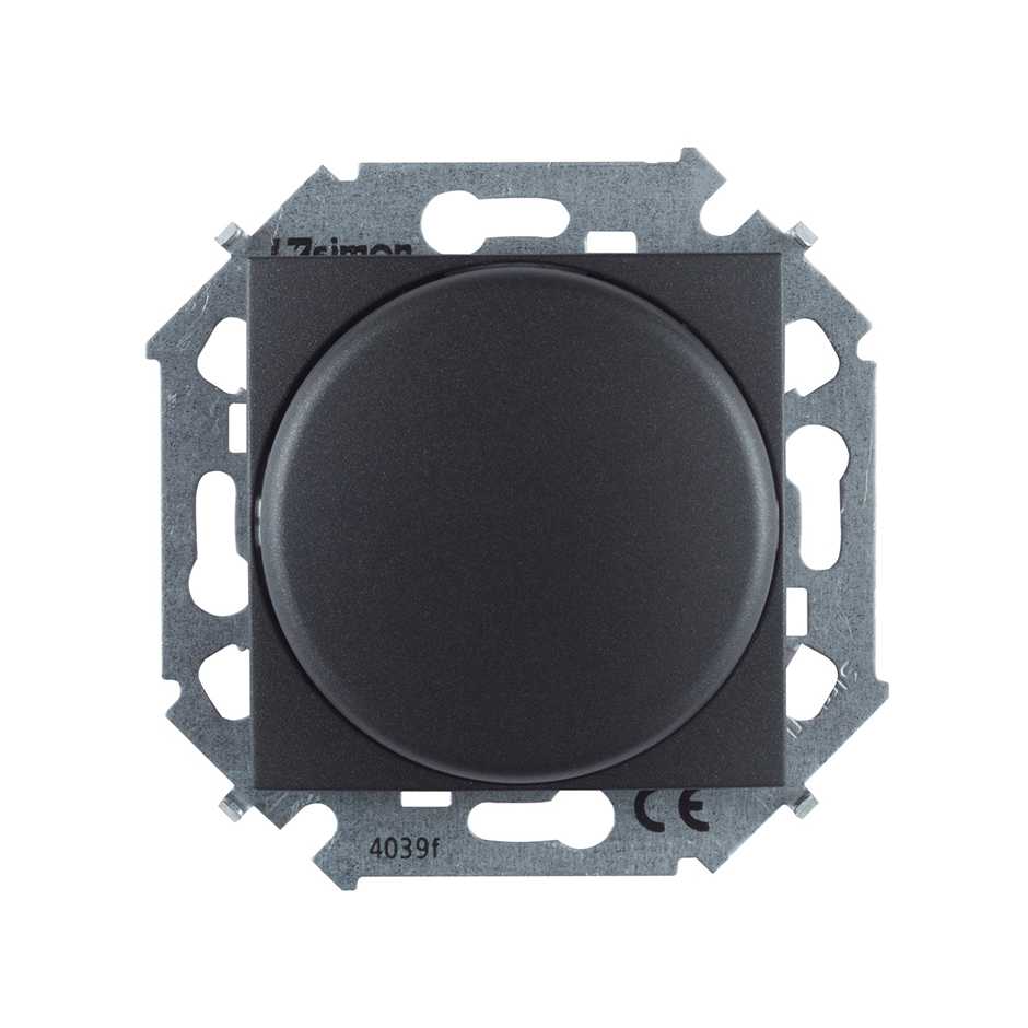 Розетки и выключатели Simon 15 Графит Светорегулятор Simon 15 Графит поворотный для диммируемых LED ламп 5-215Вт 1591796-038