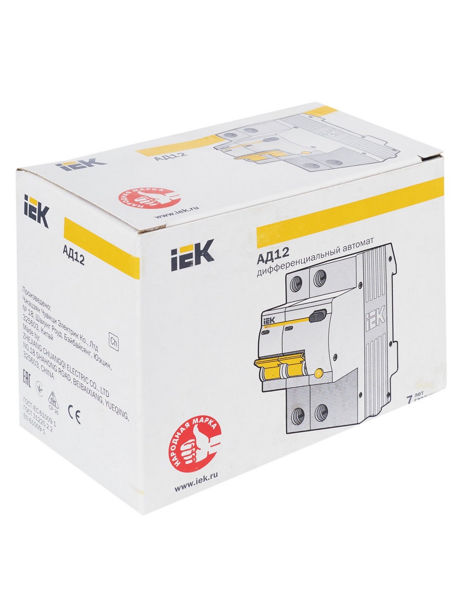 IEK Дифференциальный автоматический выключатель IEK KARAT АД12 2Р 16A 10мА MAD10-2-016-C-010 