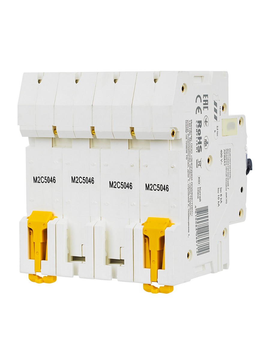 4 полюсные (четырехполюсные) Автоматический выключатель IEK ARMAT M06N 4P C 50А AR-M06N-4-C050 