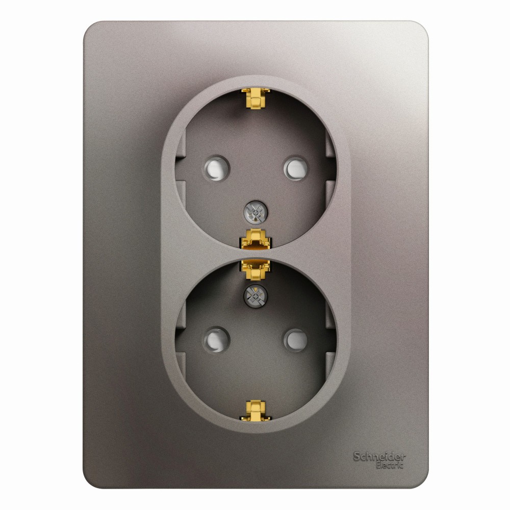 Glossa Платина Розетка Systeme Electric Glossa Платина 2-ая с-з со шторками (в сборе) GSL001226