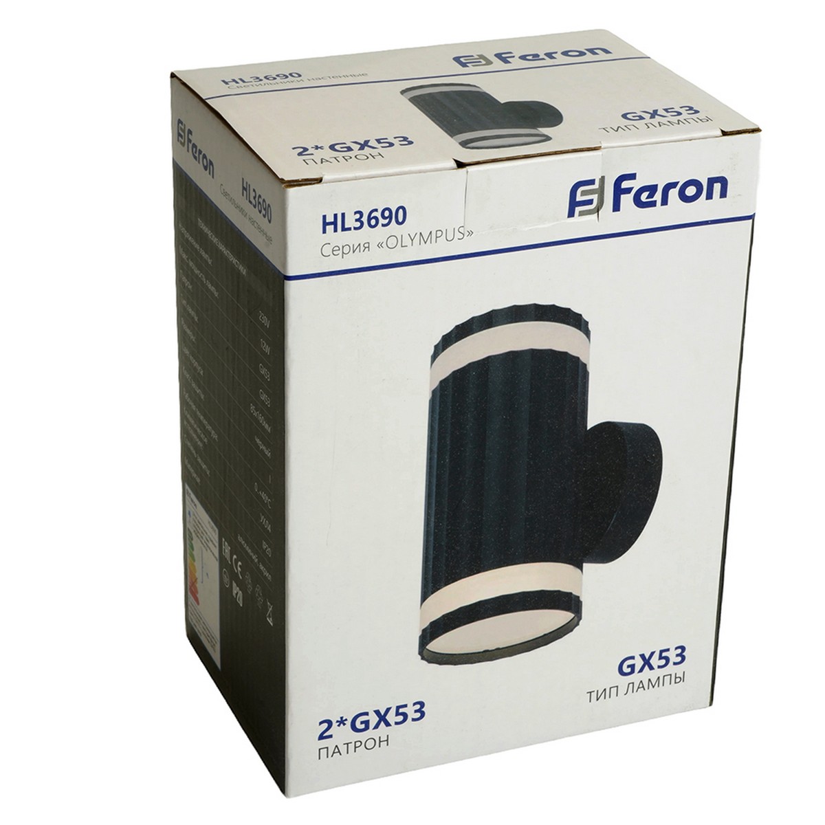 Накладные светодиодные светильники Светильник настенный Feron HL3690 OLYMPUS GX53 чёрный 48680 