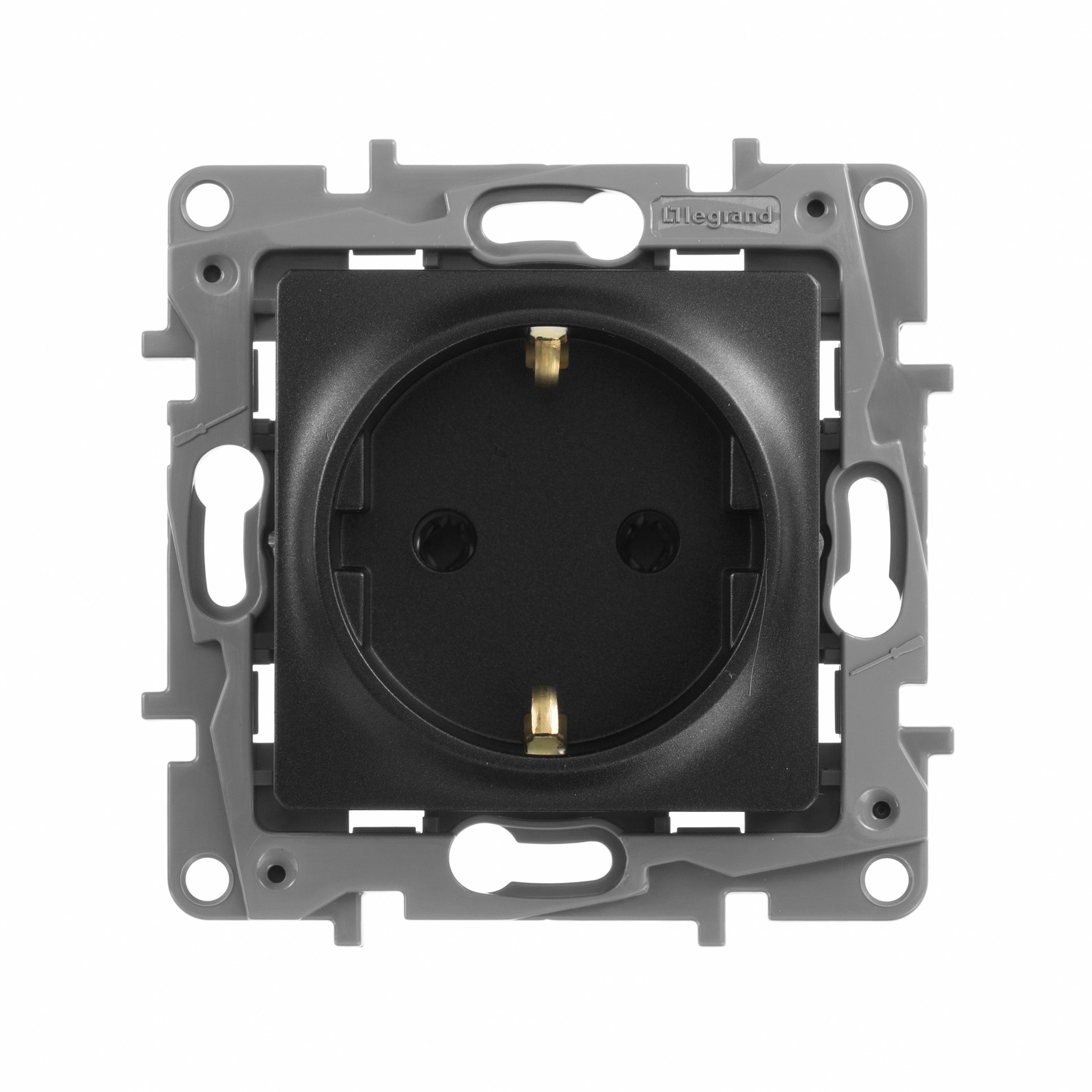 Legrand Etika Антрацит Розетка электрическая Legrand Etika антрацит с/з, винт. клеммы, 16А, 250 В 672621