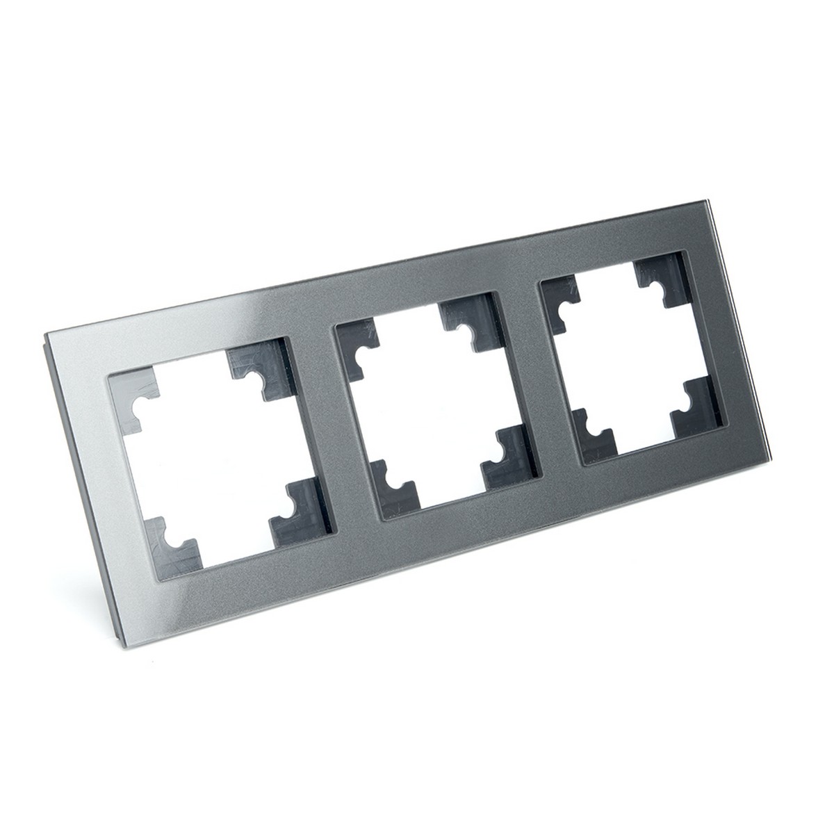 Катрин - Розетки и выключатели Stekker Рамка 3-местная стекло STEKKER GFR00-7003-06серия Катрин графит 39541