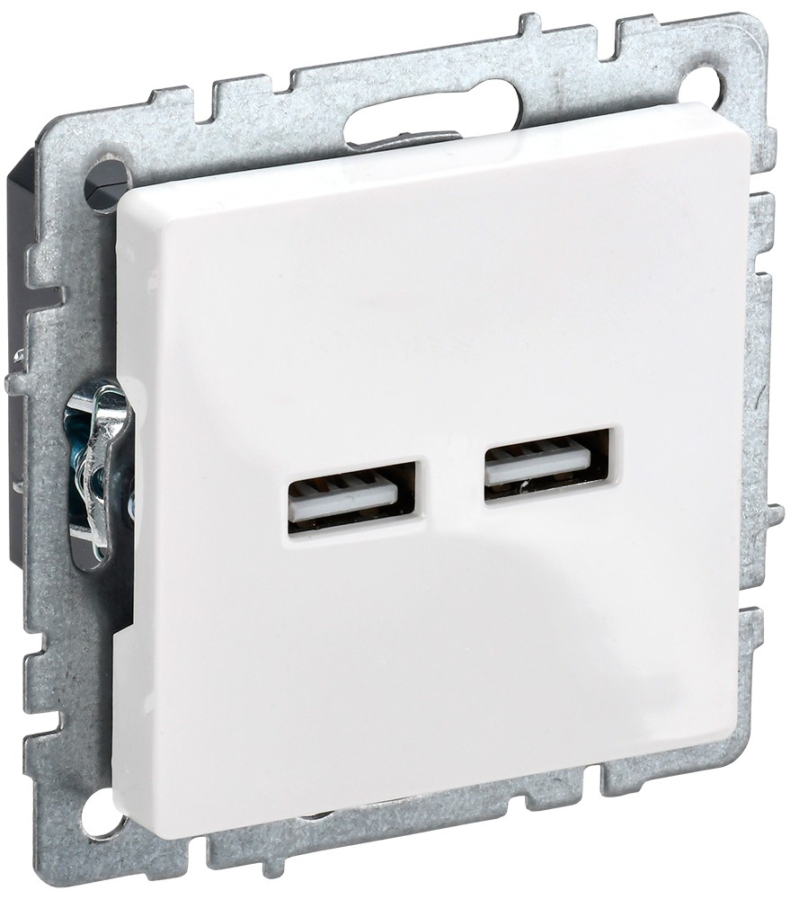 IEK Brite Белый Розетка IEK BRITE USB A+A 3,1А РЮ10-1-БрБ белый BR-U21-D31-K01