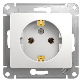 Розетка Systeme Electric Glossa Белый с заземлением GSL000143